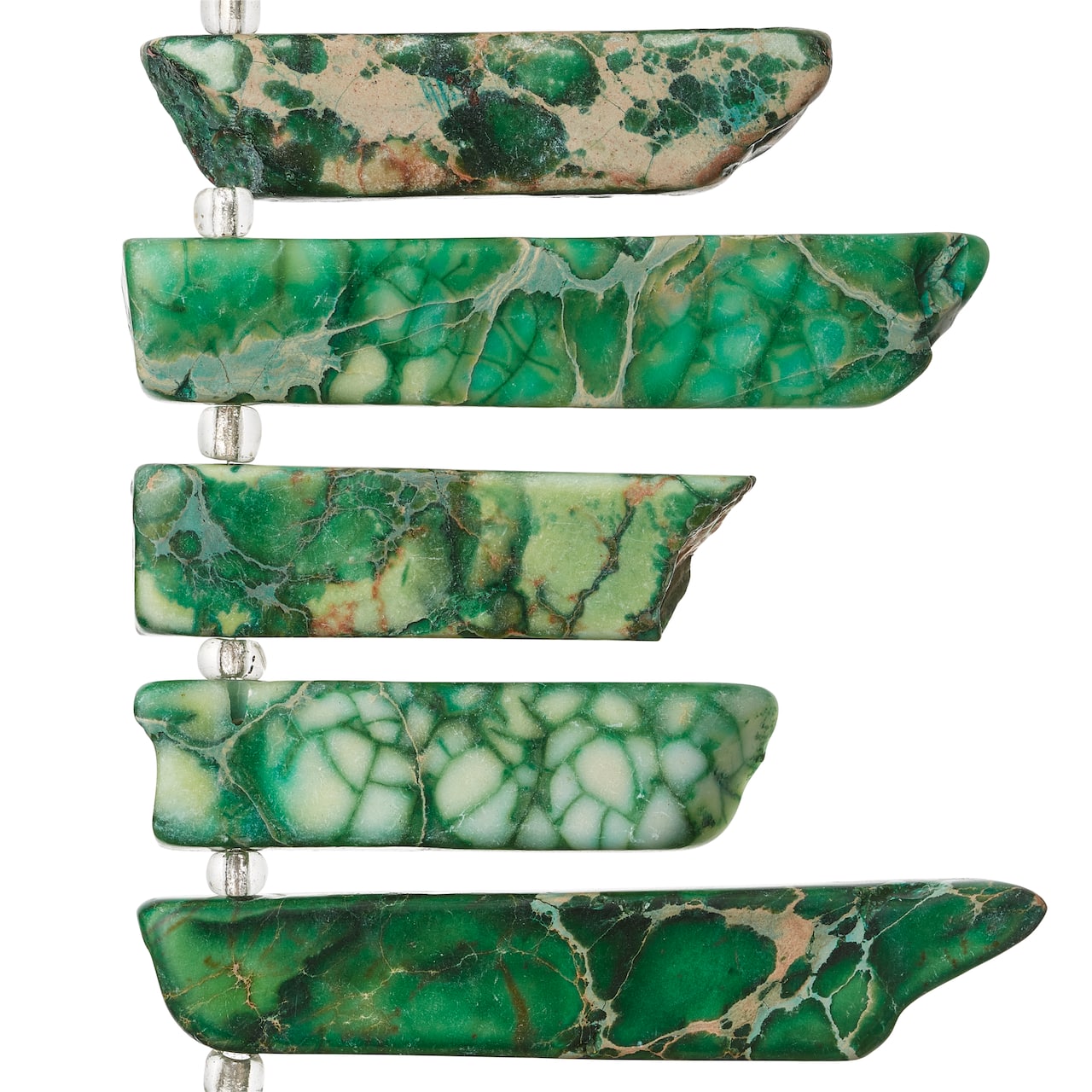 12 Pack: Green Dyed Imperial Jasper Stick Beads by Bead Landing™